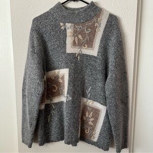 Dress Barn Gray Sweater with Brown and Cream Accents